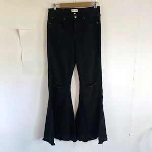 Shyanne Supper Flare Raw Bottom Hem Distressed Black Women's Jeans Size 29